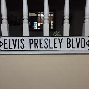 Elvis Presley Blvd Black and White METAL Wall Sign 6"x36"
